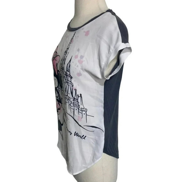 Disney Parks Womens XS Minnie Mouse sheer white front gray back top Vintage - Picture 3 of 5